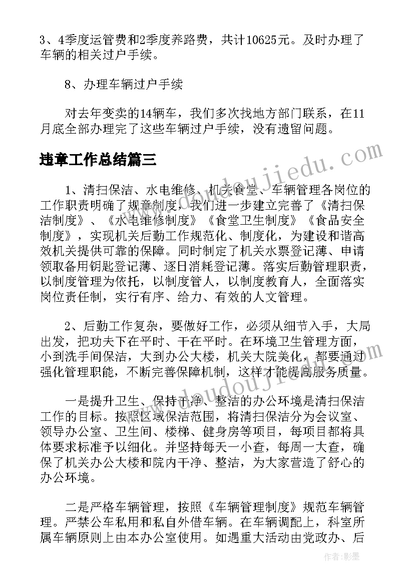 2023年违章工作总结(模板5篇)