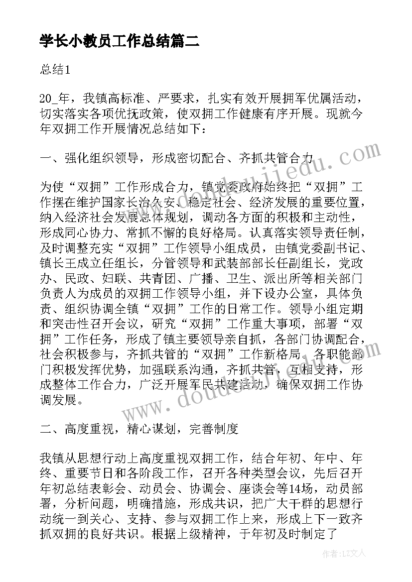 学长小教员工作总结(实用8篇)