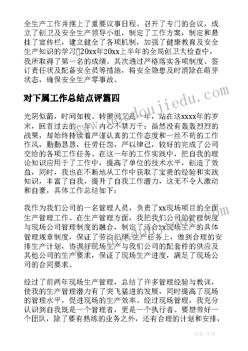 对下属工作总结点评(大全8篇)