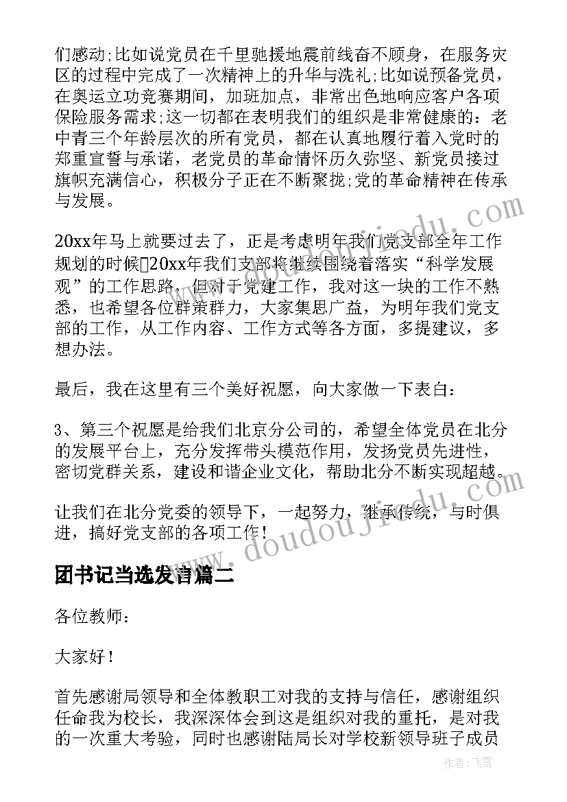 2023年团书记当选发言(优质5篇)