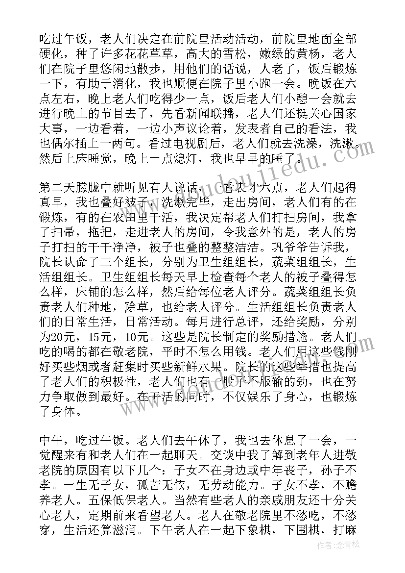 2023年三下乡敬老院社会实践报告(实用9篇)