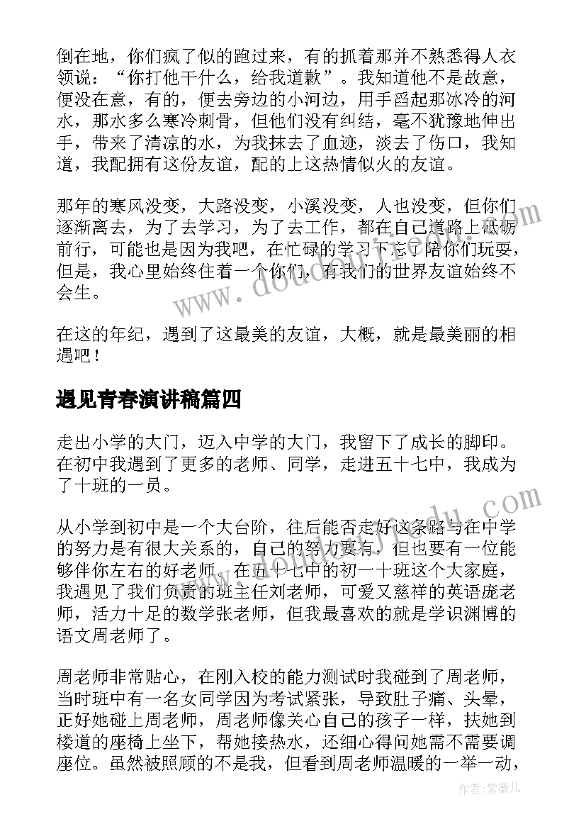 遇见青春演讲稿(模板8篇)