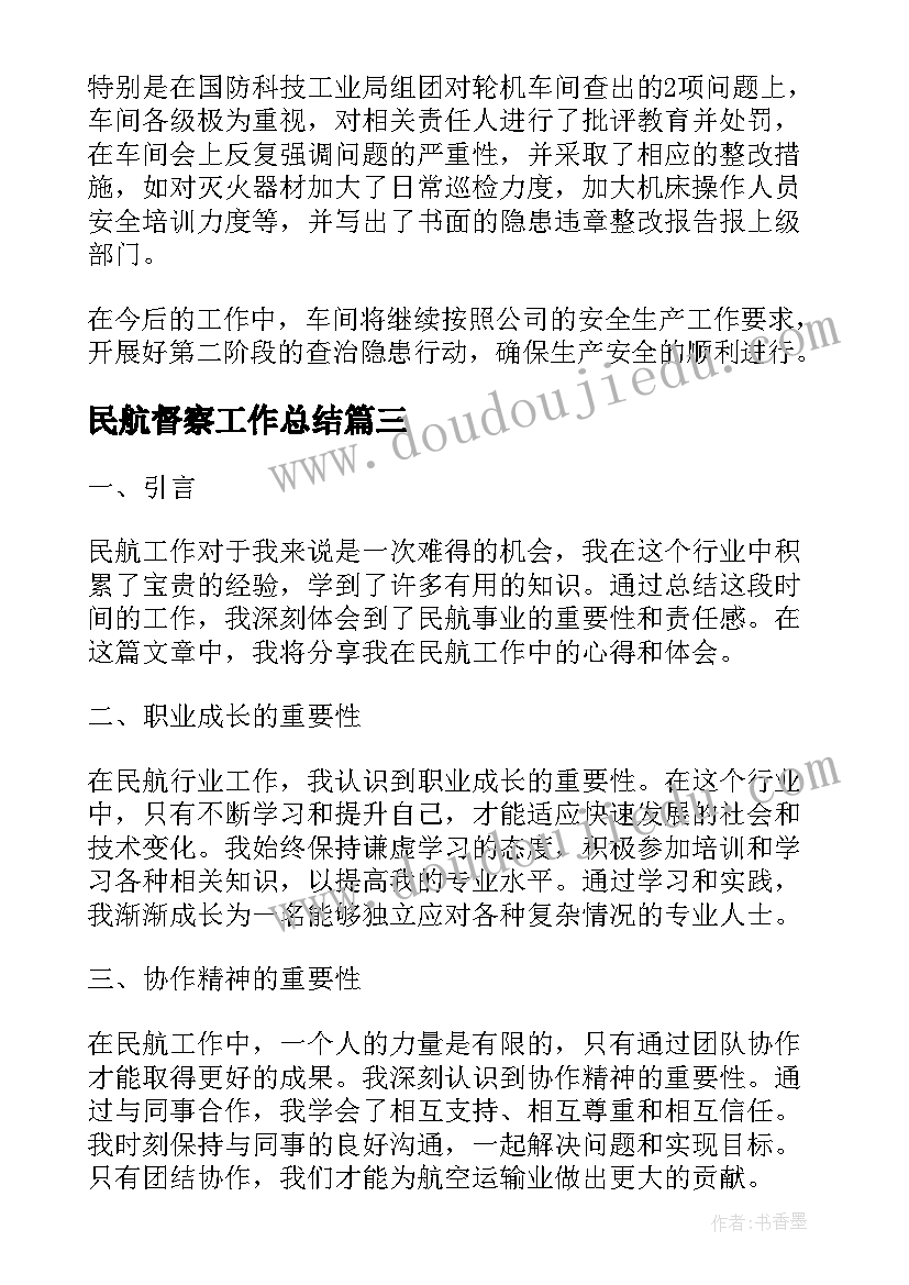 2023年民航督察工作总结 民航工作总结心得体会(大全7篇)