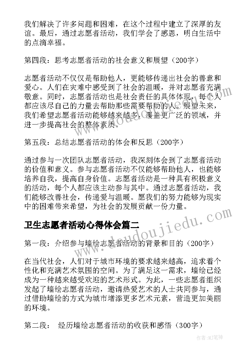 最新卫生志愿者活动心得体会(优质5篇)