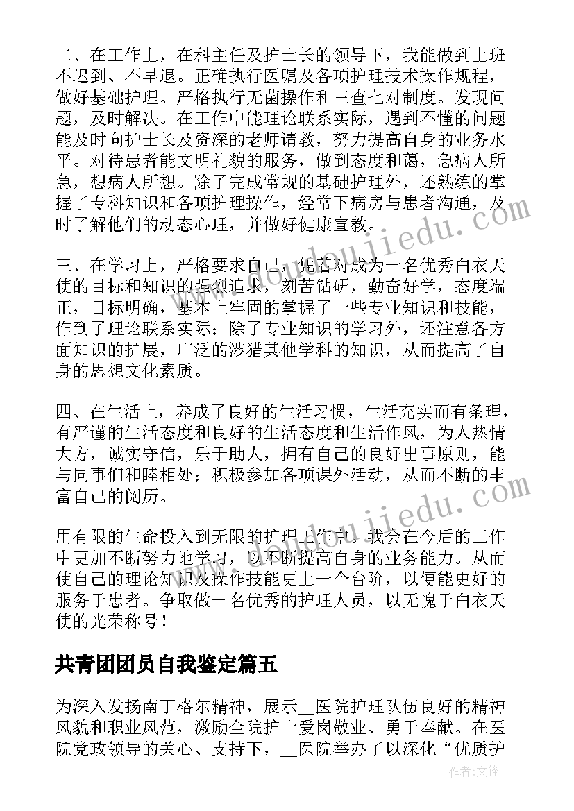 共青团团员自我鉴定 护士自我鉴定(汇总10篇)