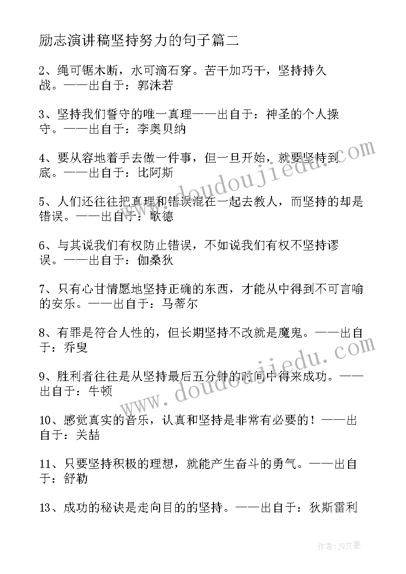 最新励志演讲稿坚持努力的句子(汇总5篇)