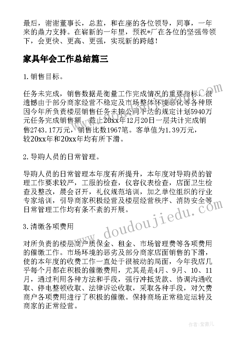 2023年家具年会工作总结 家具工作总结(汇总8篇)