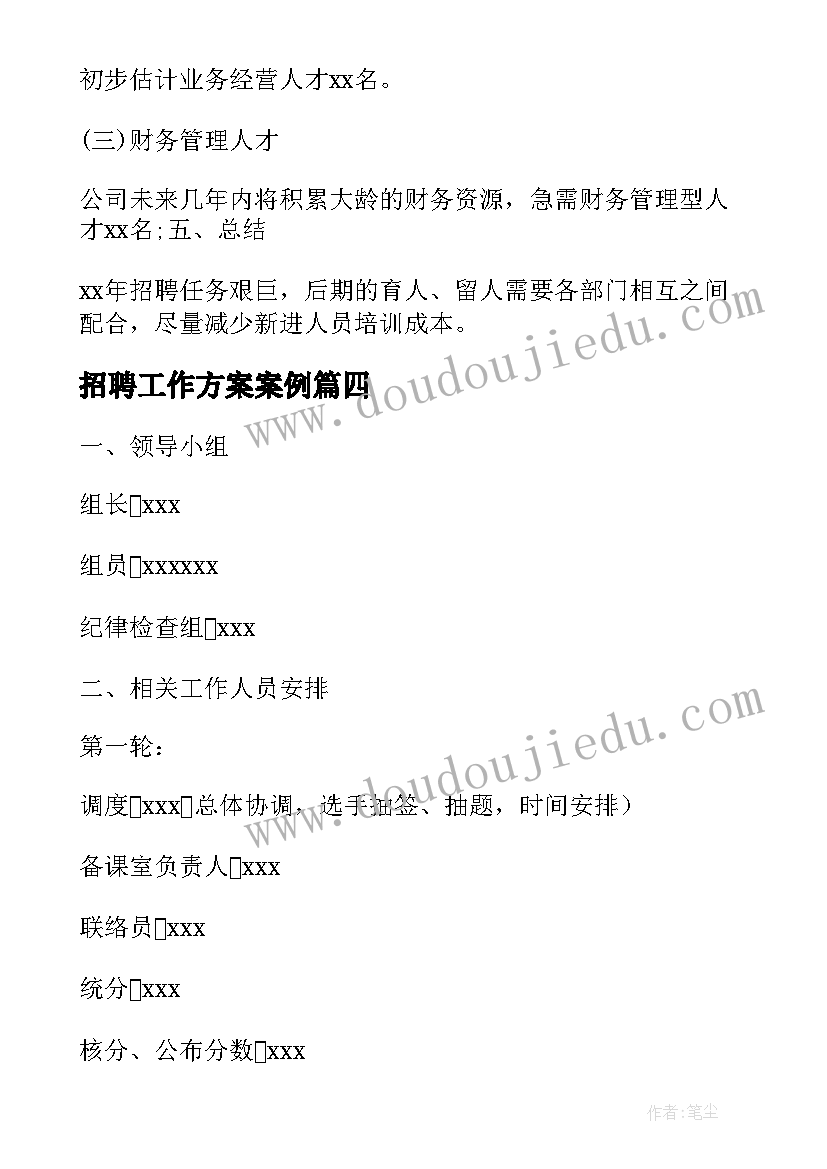 2023年招聘工作方案案例 人员招聘工作计划及方案(汇总5篇)