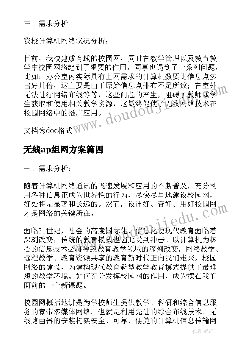 2023年无线ap组网方案(汇总5篇)