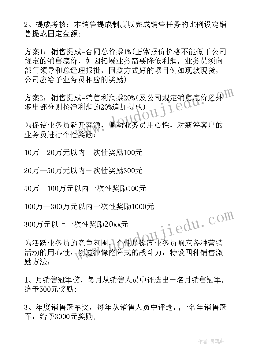 最新提成方案表格(优质6篇)