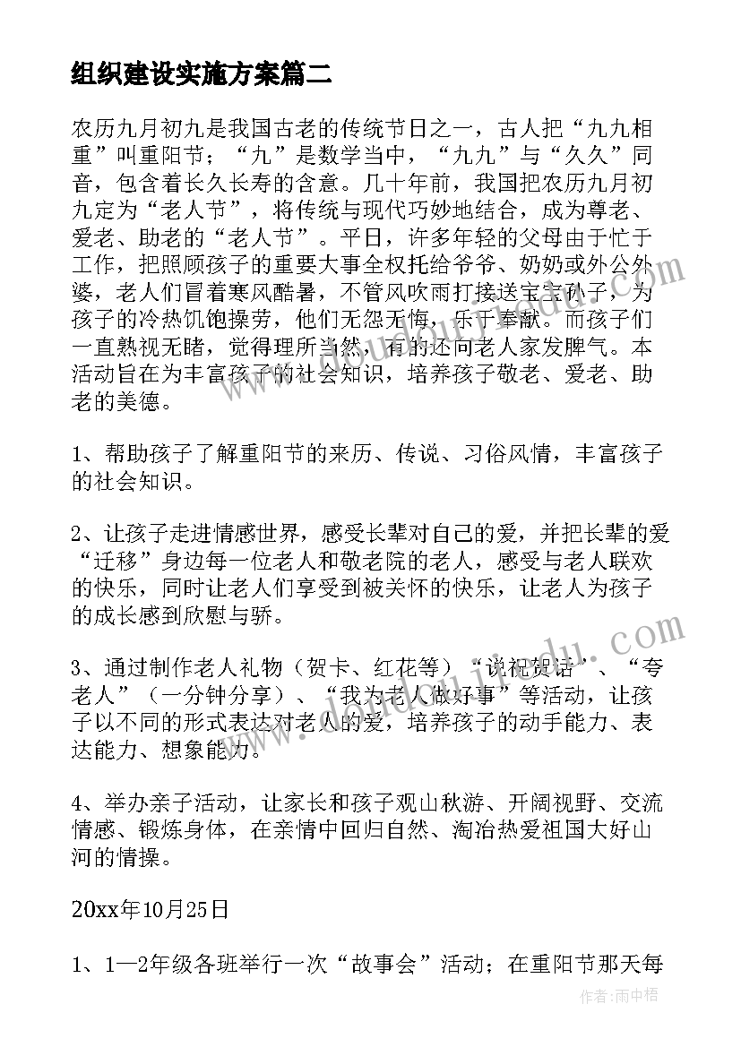 最新组织建设实施方案(通用6篇)