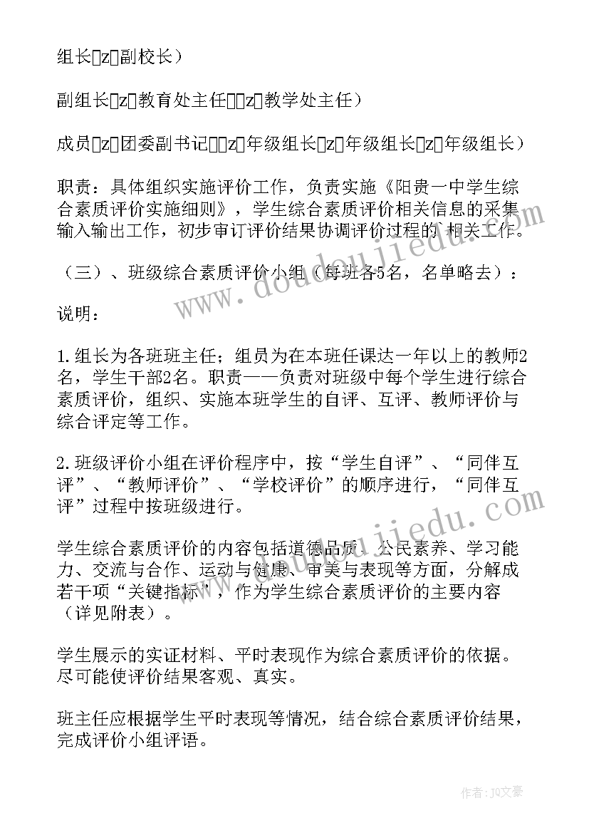 最新小学学生综合素质评价实施方案(通用5篇)