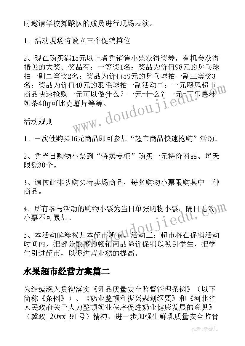 2023年水果超市经营方案(精选5篇)