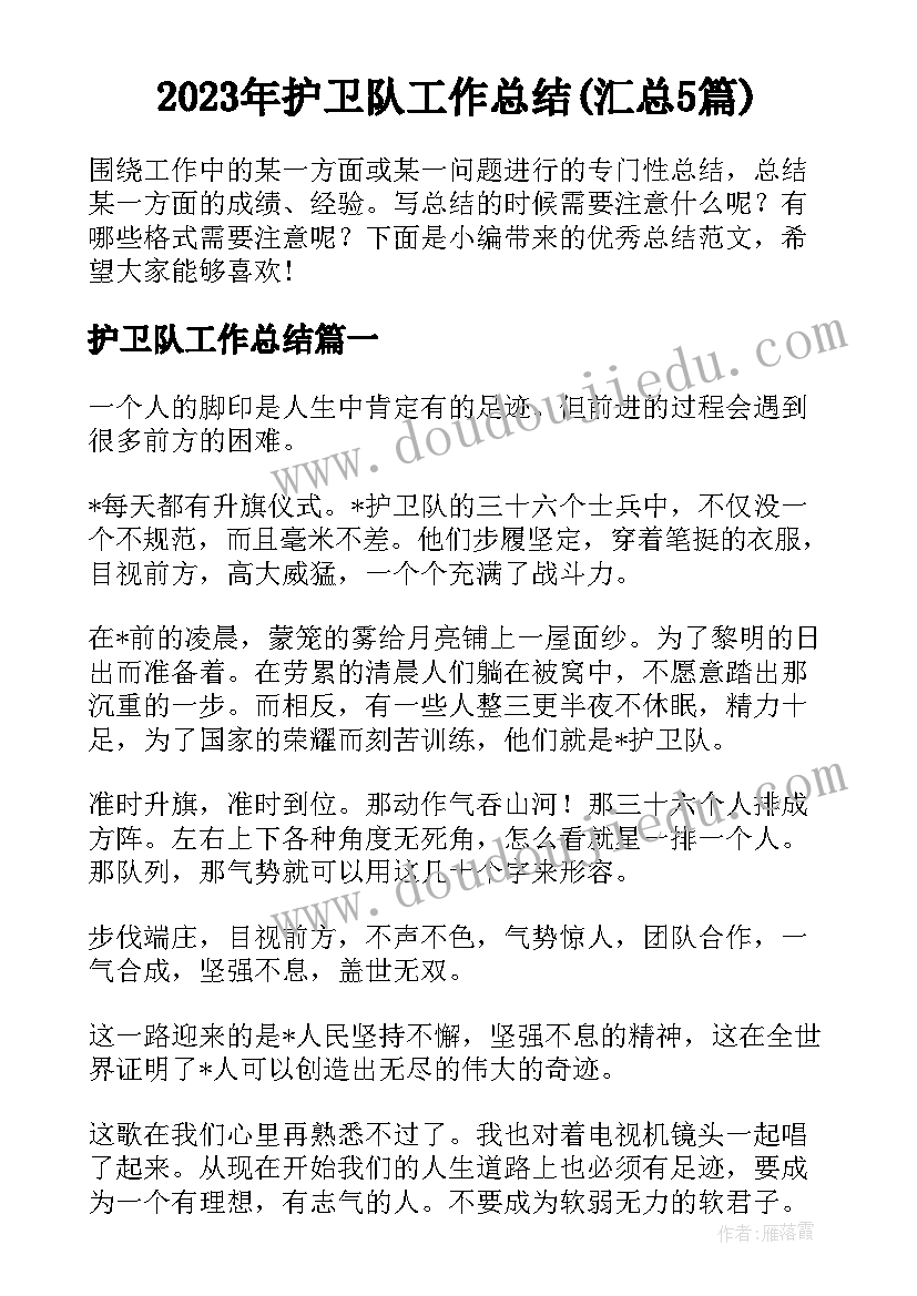 2023年护卫队工作总结(汇总5篇)