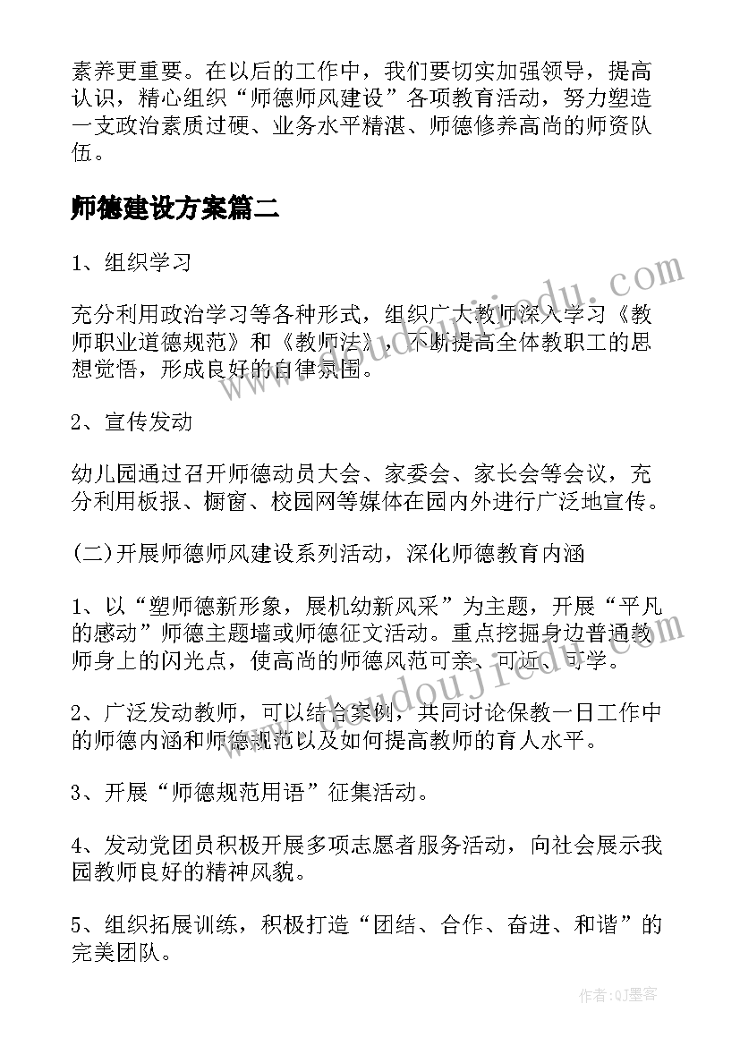 最新师德建设方案(汇总5篇)