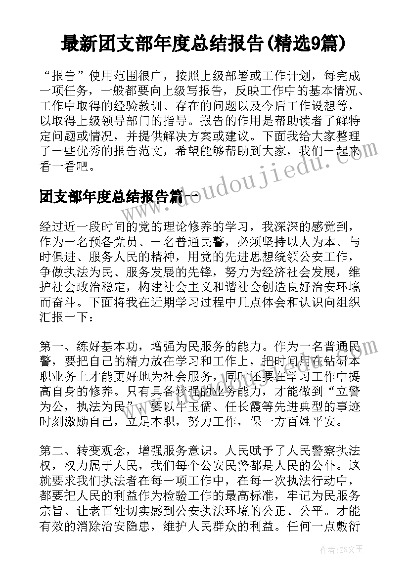 最新团支部年度总结报告(精选9篇)