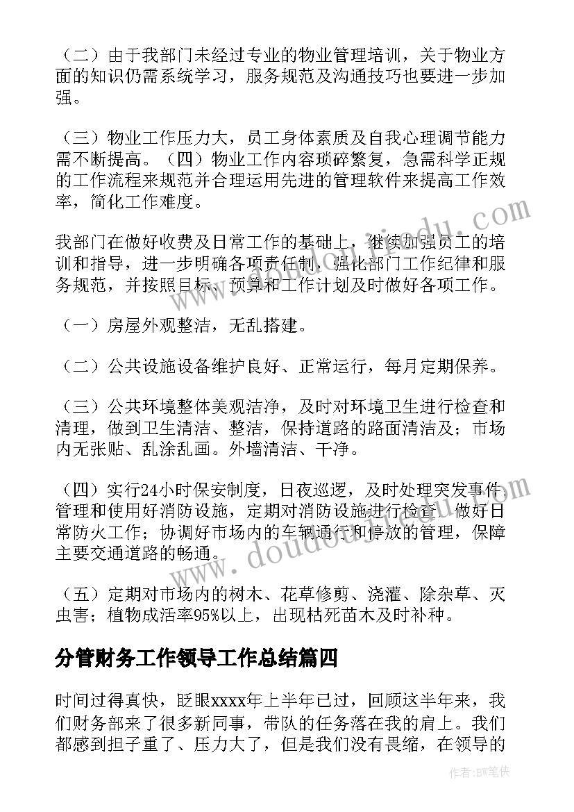 2023年分管财务工作领导工作总结(模板7篇)