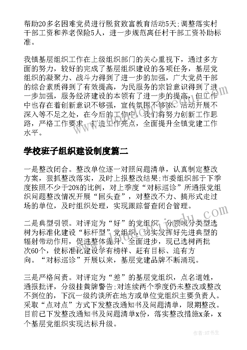 学校班子组织建设制度 党组织建设工作总结(模板6篇)