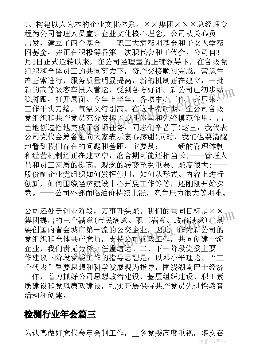 最新检测行业年会 党代会的年会工作报告(优秀5篇)