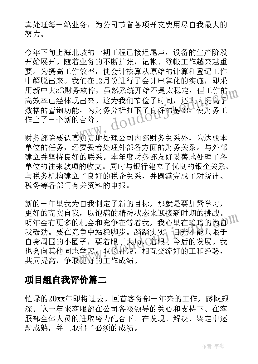 最新项目组自我评价(优质9篇)