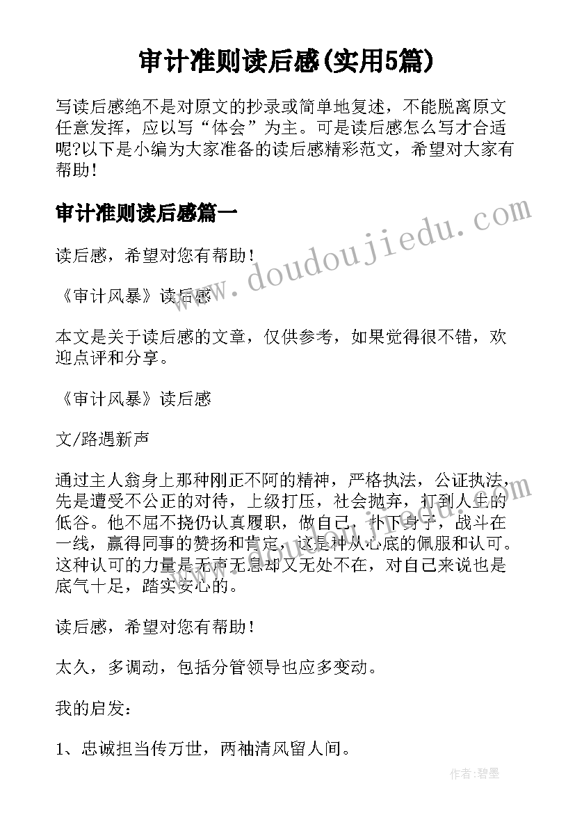 审计准则读后感(实用5篇)