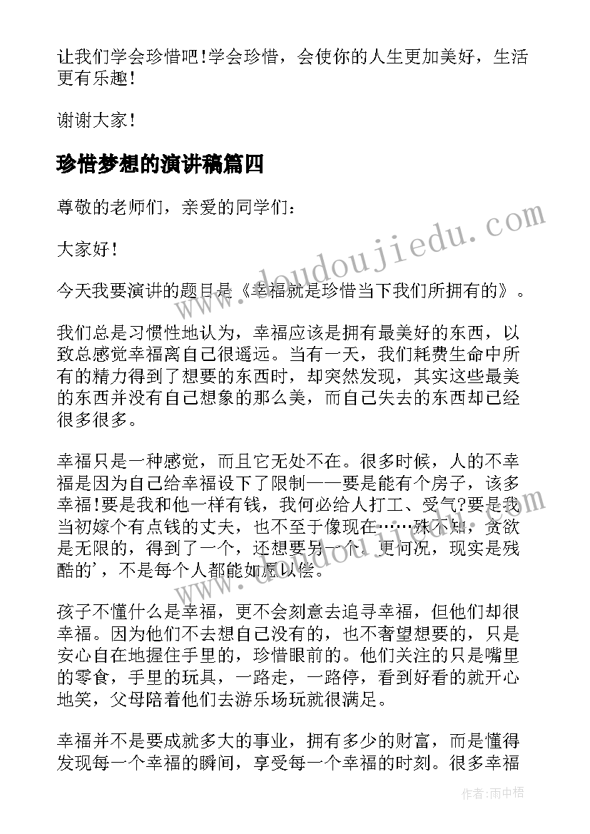 2023年珍惜梦想的演讲稿 珍惜当下放飞梦想演讲稿(优质5篇)