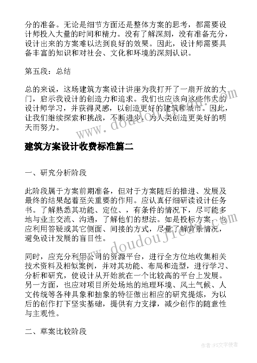 2023年建筑方案设计收费标准(模板5篇)