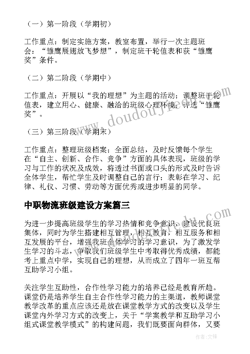 2023年中职物流班级建设方案(精选5篇)