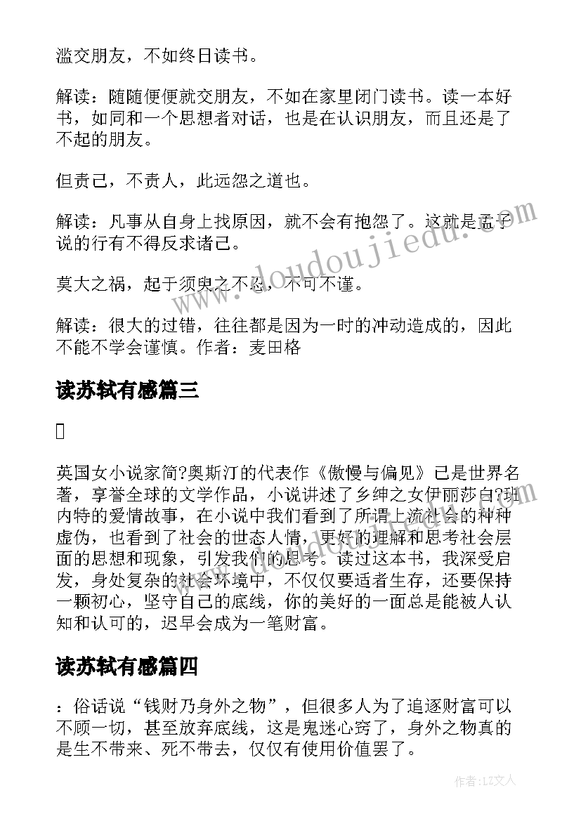 2023年读苏轼有感 柴静看见读书笔记摘抄级读后感赏析(大全8篇)