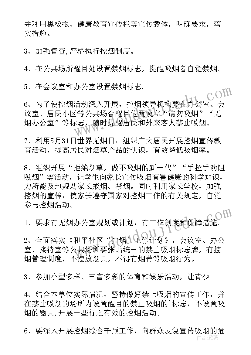 最新控烟年终工作总结(大全5篇)