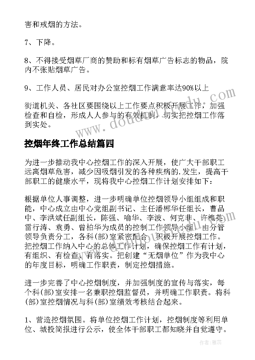 最新控烟年终工作总结(大全5篇)