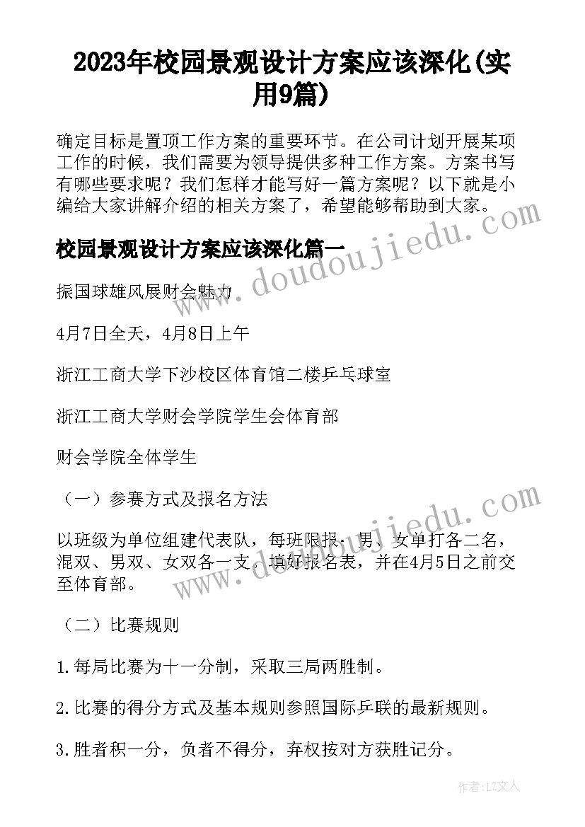 2023年校园景观设计方案应该深化(实用9篇)