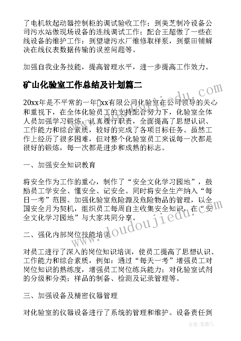 2023年矿山化验室工作总结及计划(大全5篇)