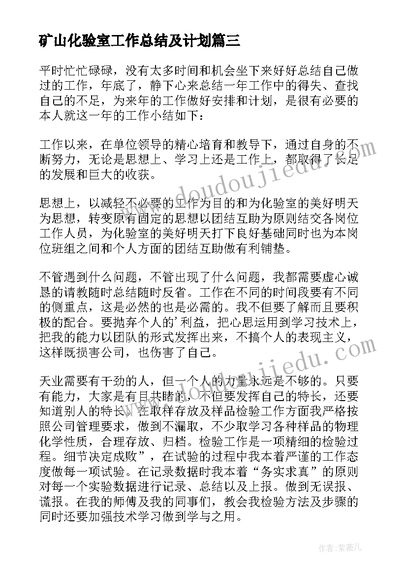 2023年矿山化验室工作总结及计划(大全5篇)