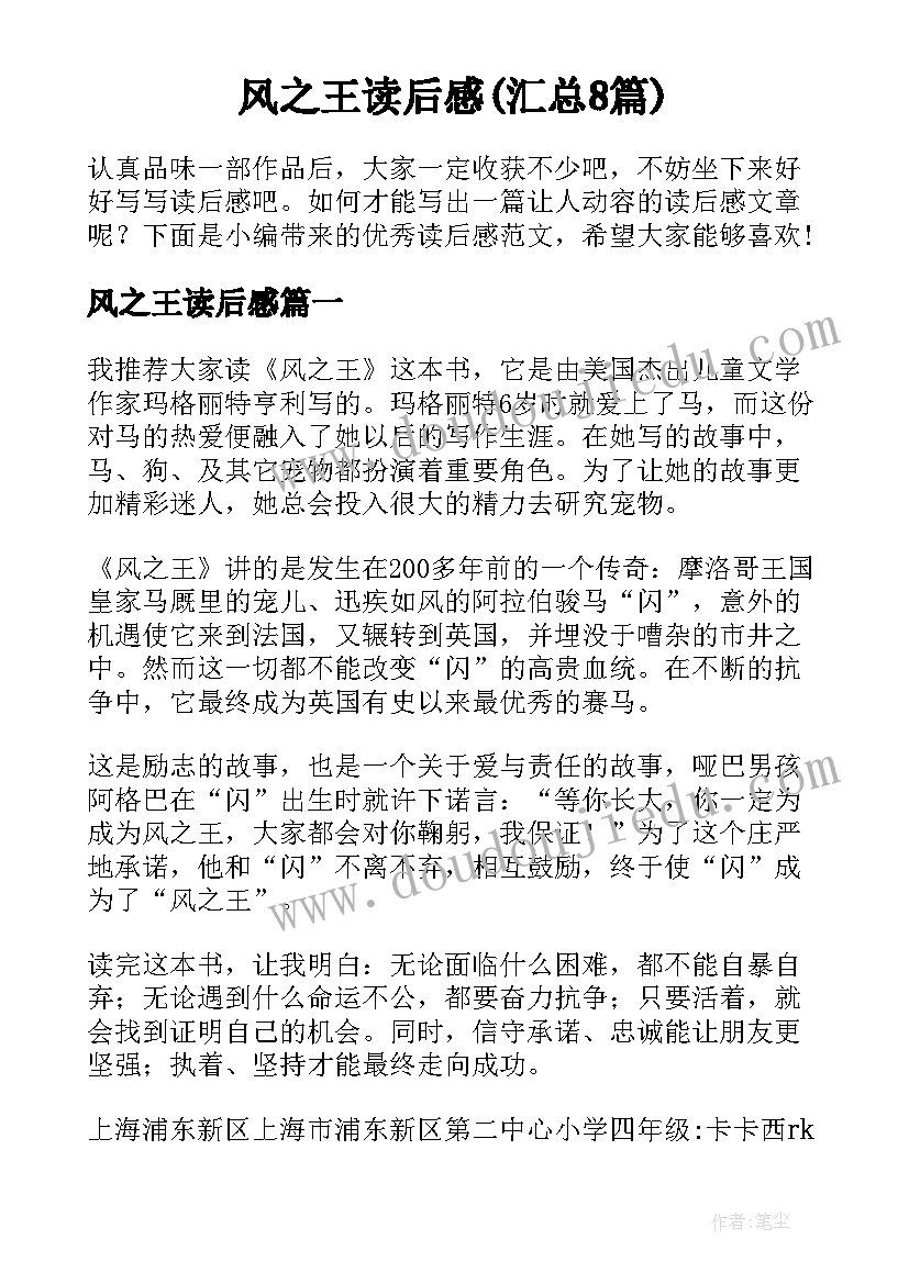 风之王读后感(汇总8篇)