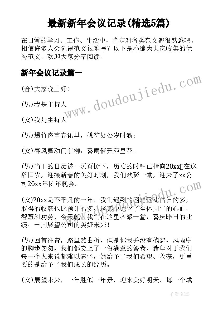 最新新年会议记录(精选5篇)