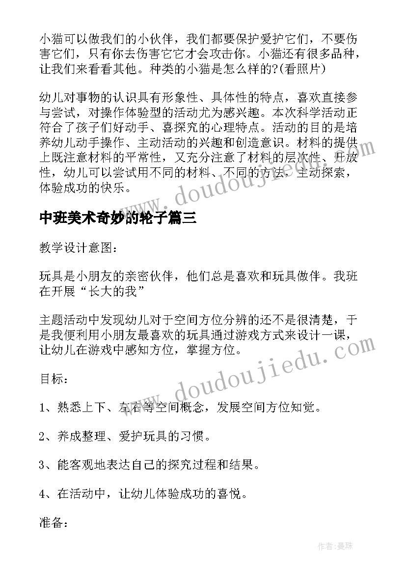 最新中班美术奇妙的轮子 中班科学教案及教学反思(实用5篇)