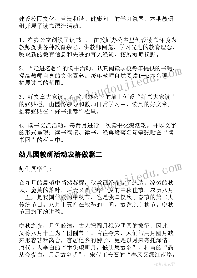 最新幼儿园教研活动表格做 幼儿园教研活动总结(大全7篇)