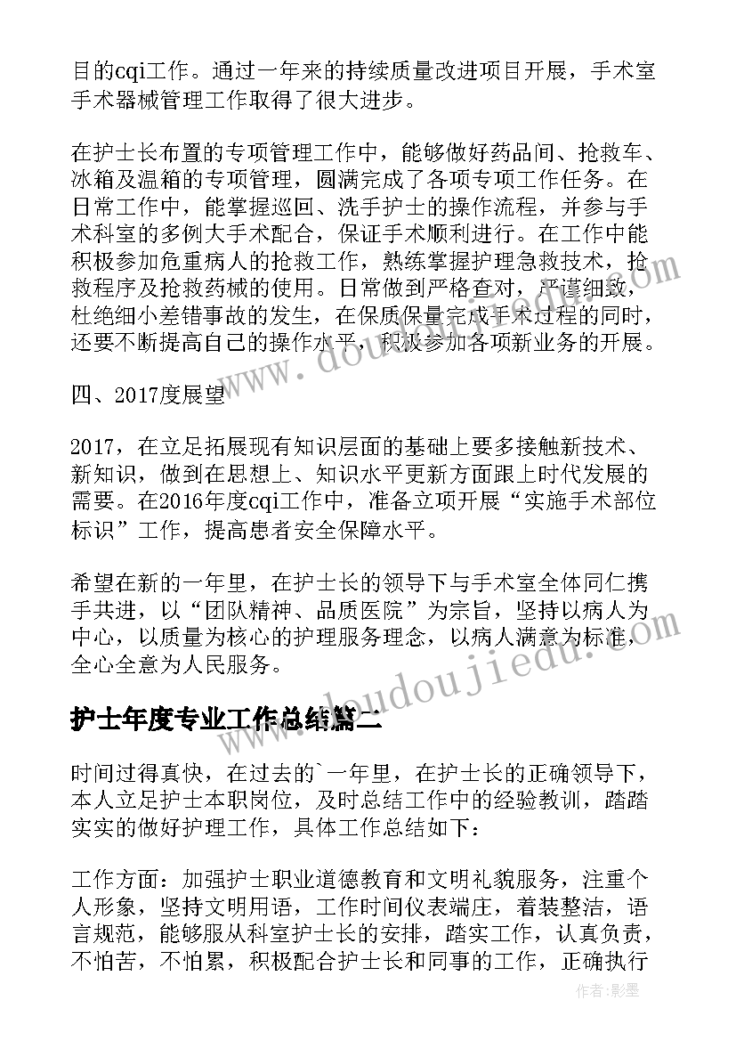 护士年度专业工作总结(优质9篇)