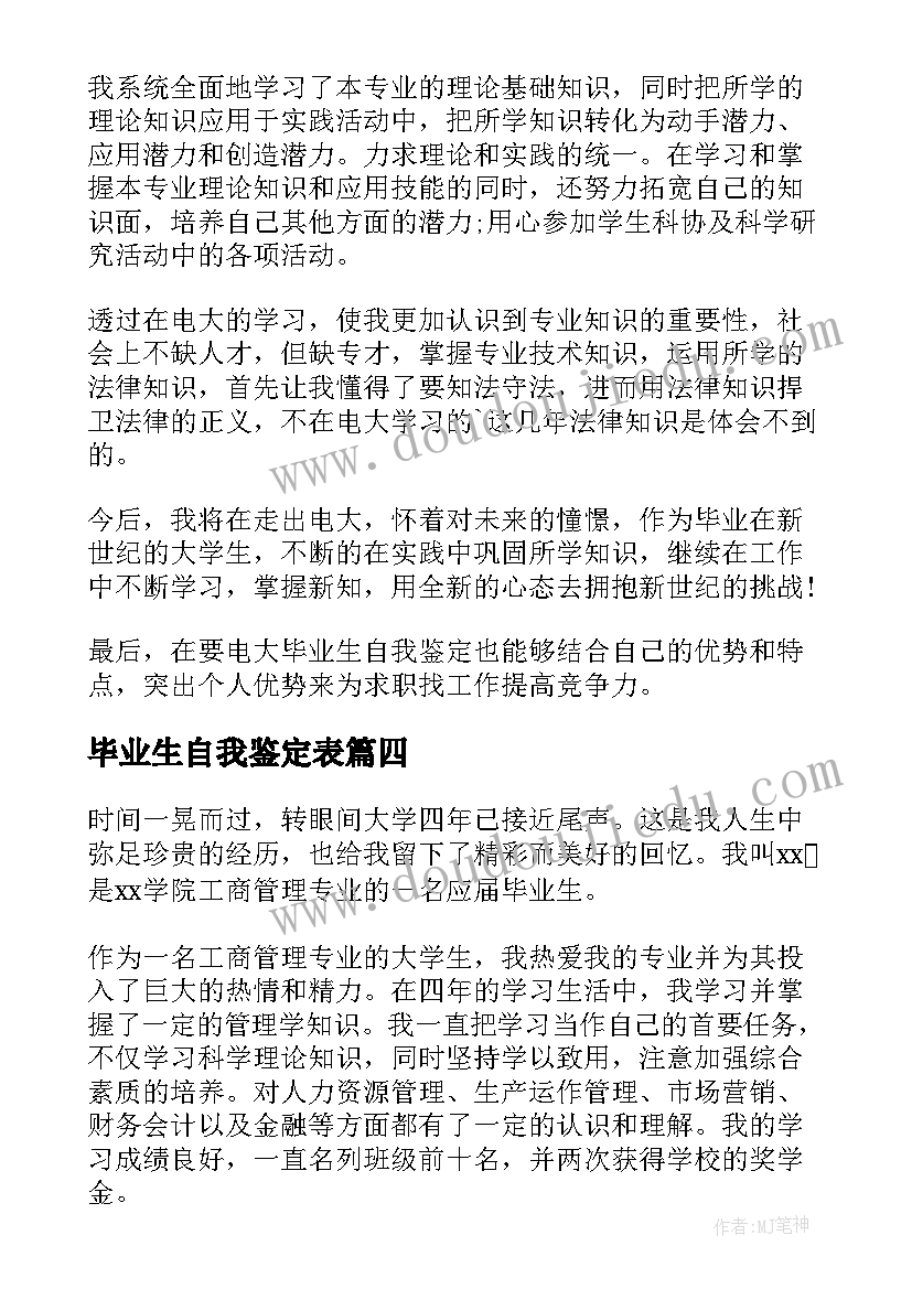 2023年毕业生自我鉴定表(优秀9篇)