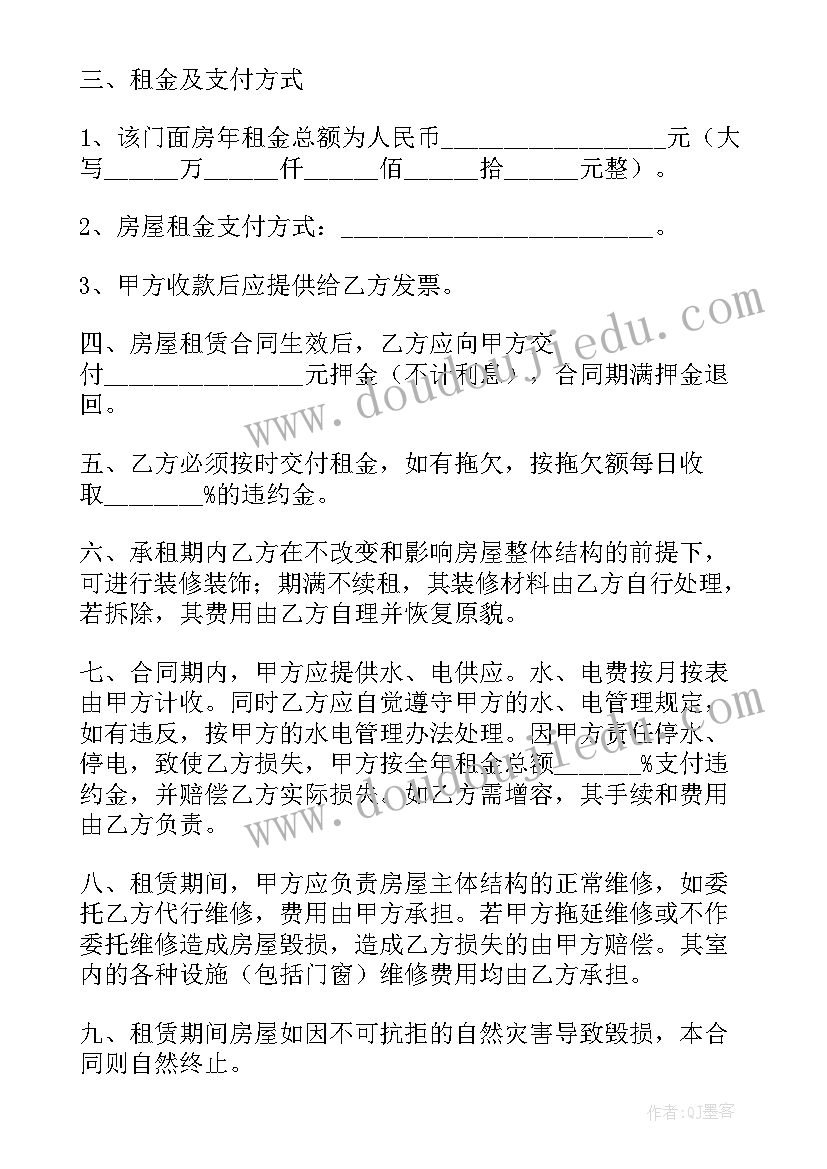 2023年店面出租合同(实用8篇)