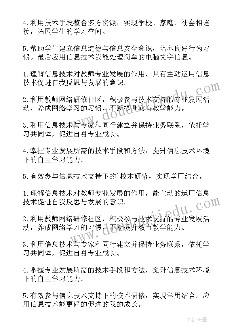 最新信息技术教师的个人研修工作计划(模板6篇)