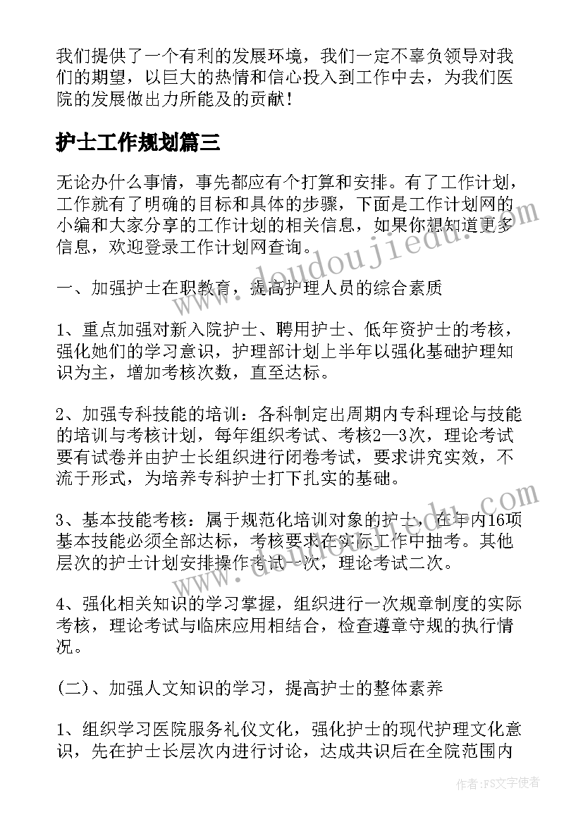 2023年护士工作规划(优秀6篇)