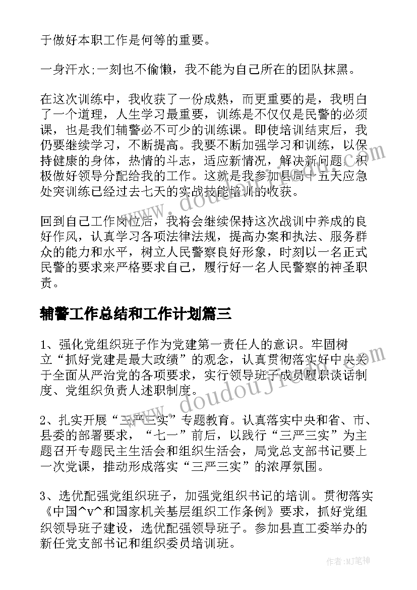 2023年辅警工作总结和工作计划 协辅警年终总结(精选9篇)