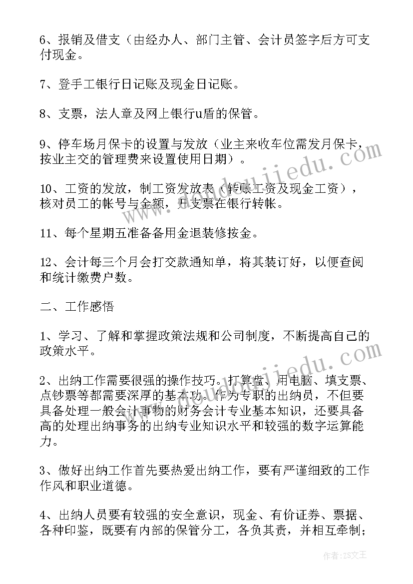 出纳个人年度总结 企业出纳的年度工作总结(实用9篇)