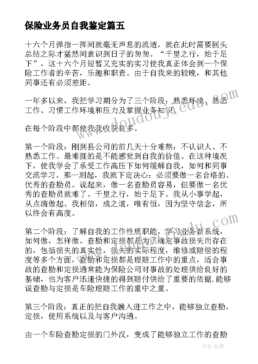 2023年保险业务员自我鉴定(大全9篇)