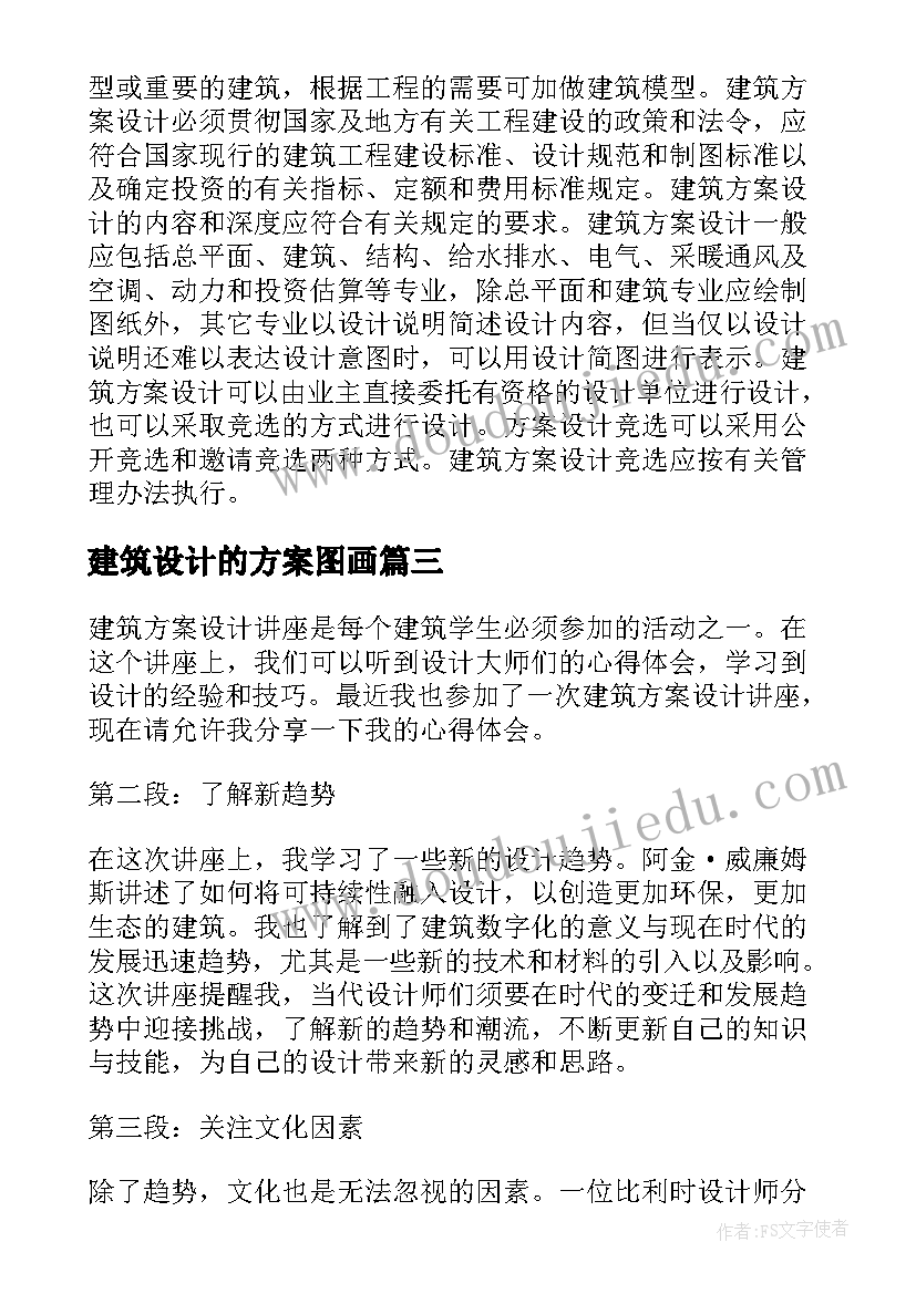 建筑设计的方案图画 建筑方案设计讲座心得体会(汇总5篇)