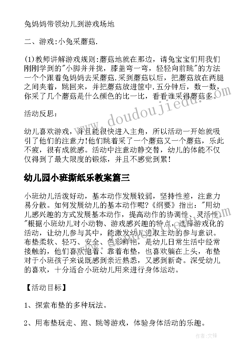 幼儿园小班撕纸乐教案(精选5篇)