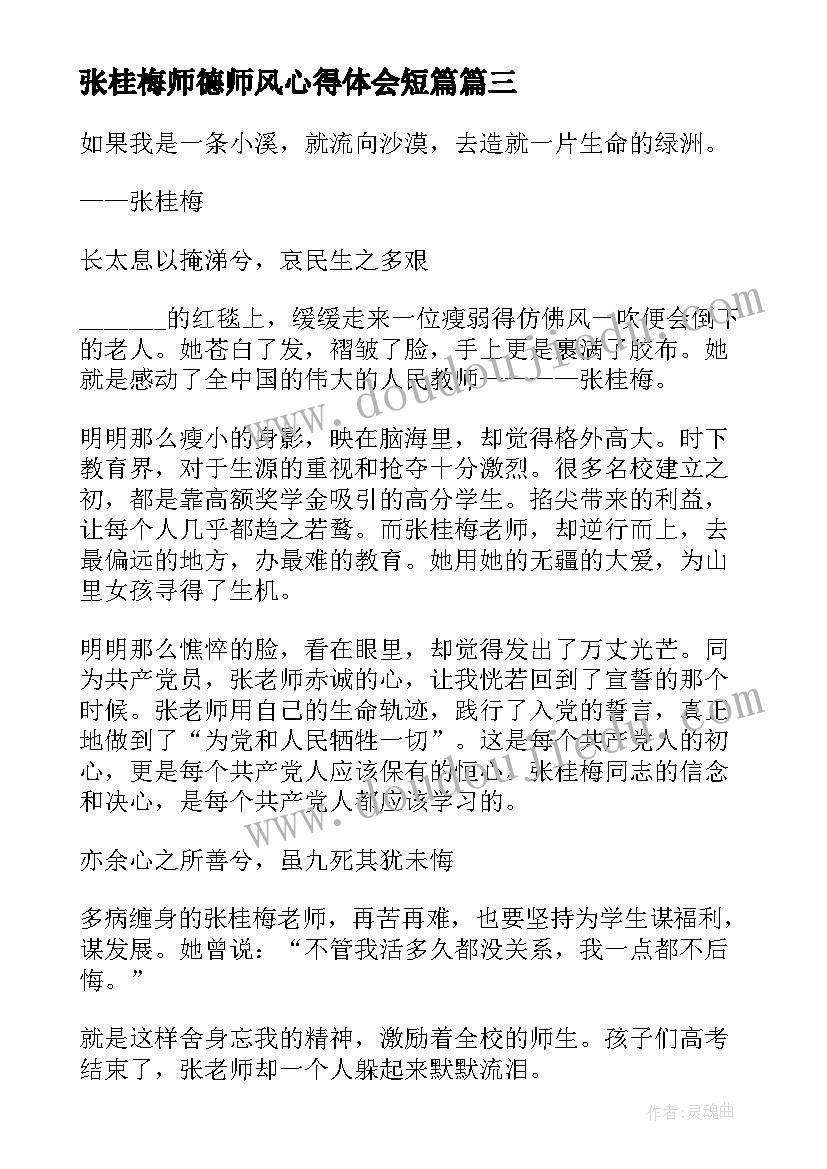 张桂梅师德师风心得体会短篇(优质8篇)