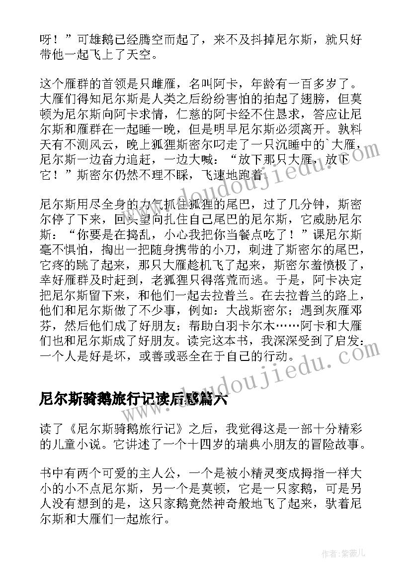 2023年尼尔斯骑鹅旅行记读后感(汇总6篇)